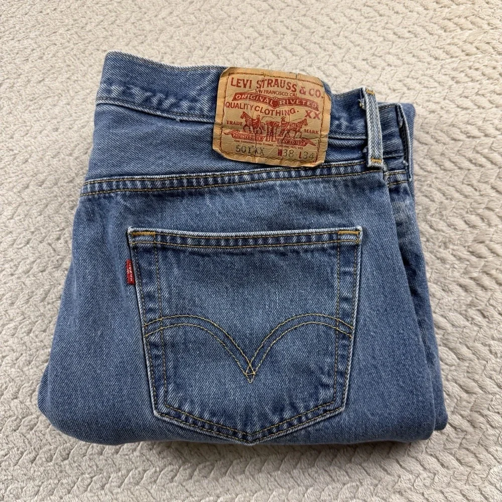 Vintage Levi's 501xx Button Fly‎ Jeans Men's 38x34 Grunge Denim 90's Rockabilly